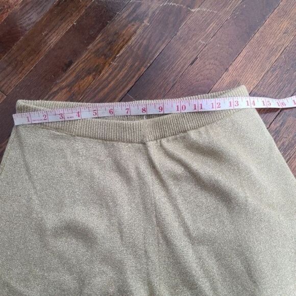 Vintage 80s Metallic Gold Glitter Sparkly Disco Straight Leg Pants Regency - Picture 6 of 12
